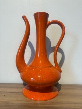 Orange Ceramic Decorative Ewer - Stylish Home Accent